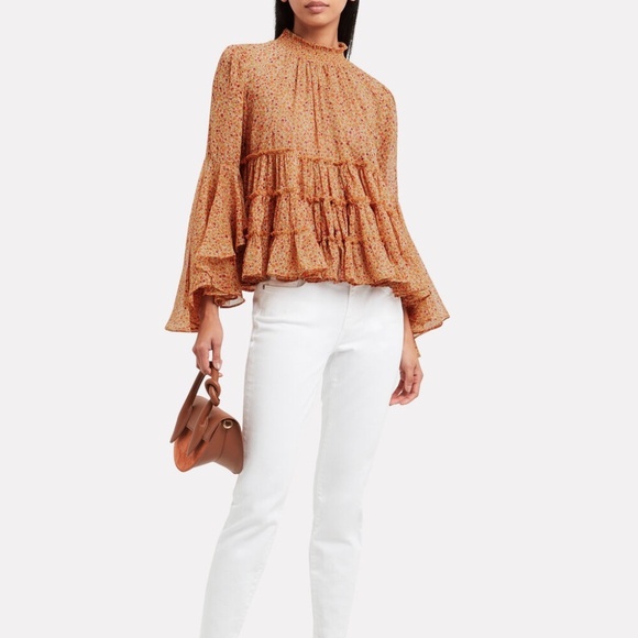 ByTimo Tops - ByTimo fun flare micro floral blouse with elasticized neck. Size small